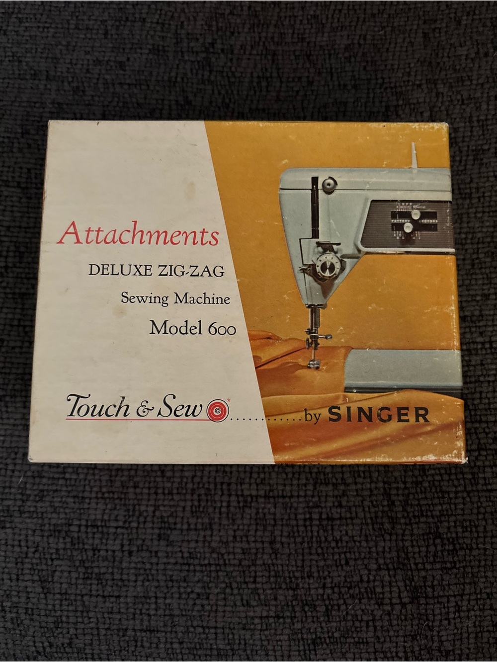 Singer Touch & Sew Deluxe Zig-Zag Model 600 Attachments - White & Golden Yellow